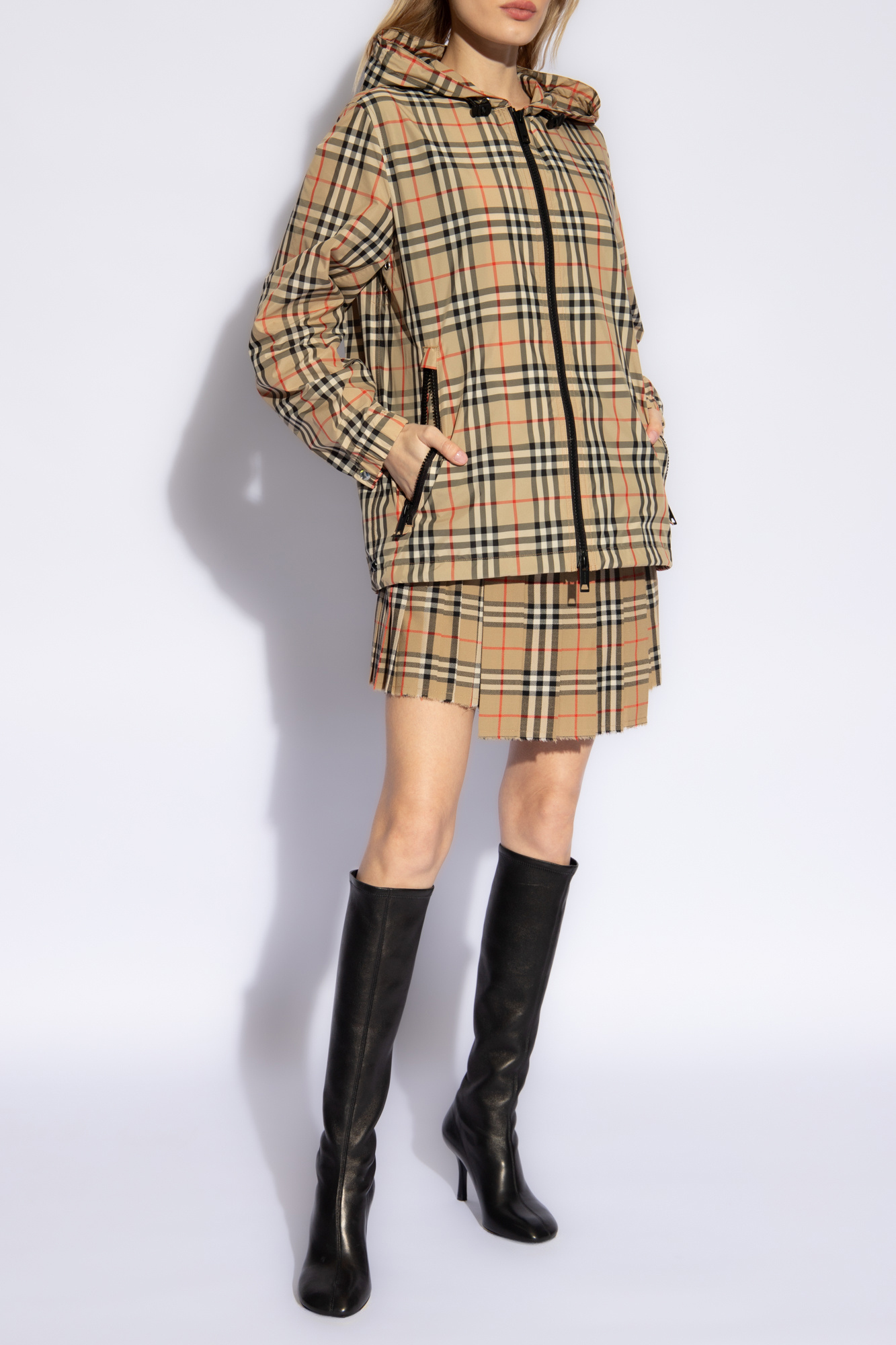 Burberry check jacket on sale women's